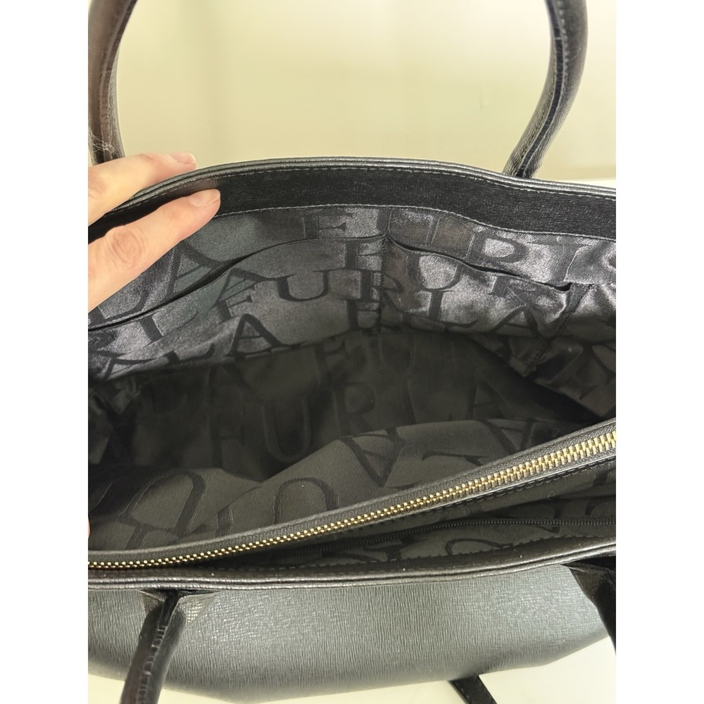 Furla Black Saffiano Leather Top Handle Tote Bag with Crossbody Shoulder Strap - Picture 11 of 12